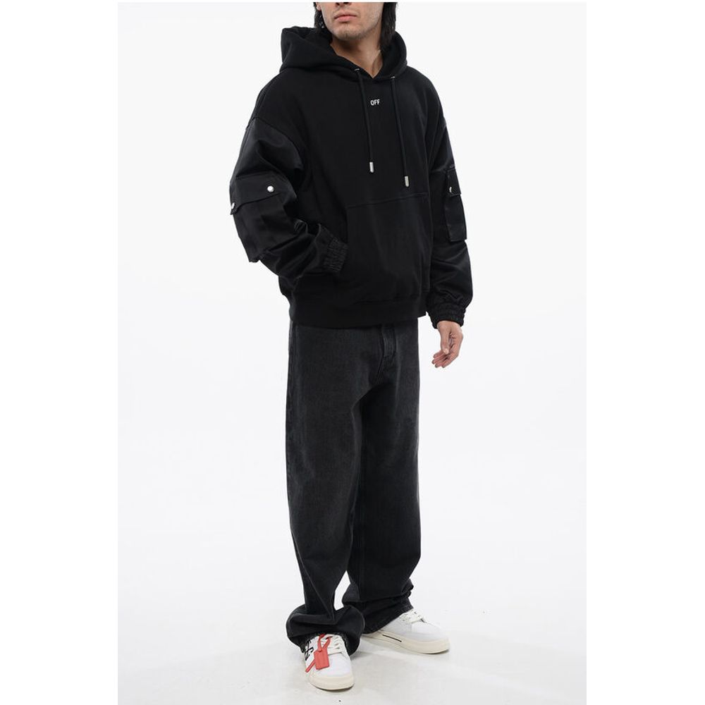 Brushed Cotton Hoodie With Bomber Sleeves