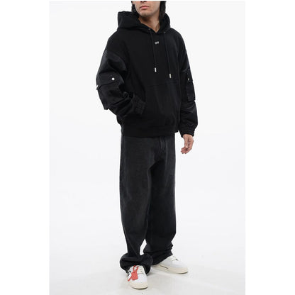 Brushed Cotton Hoodie With Bomber Sleeves