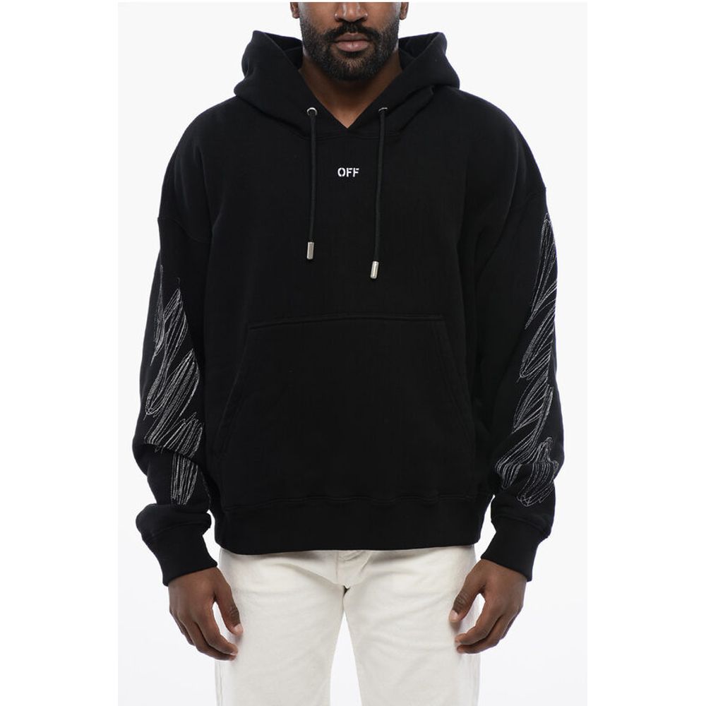 Solid Color SCRIBBLE DIAGS SKATE Hoddie with Patch Pocket