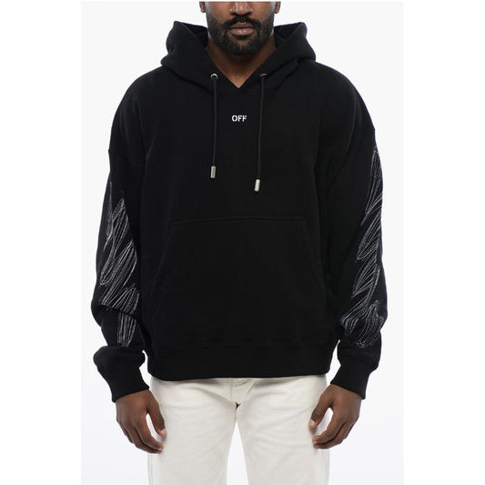Solid Color SCRIBBLE DIAGS SKATE Hoddie with Patch Pocket