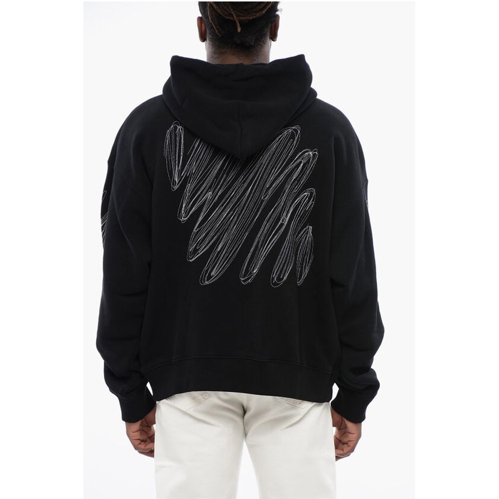 Solid Color SCRIBBLE DIAGS SKATE Hoddie with Patch Pocket