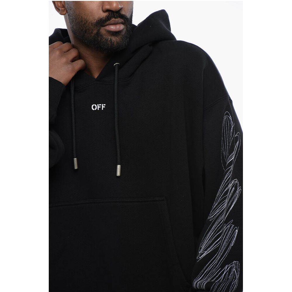 Solid Color SCRIBBLE DIAGS SKATE Hoddie with Patch Pocket