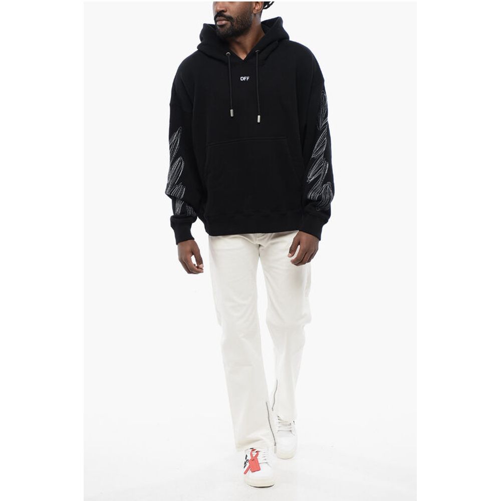 Solid Color SCRIBBLE DIAGS SKATE Hoddie with Patch Pocket