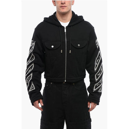 Front Ziped VARSITY DIAG Hoodie with Utility Pockets