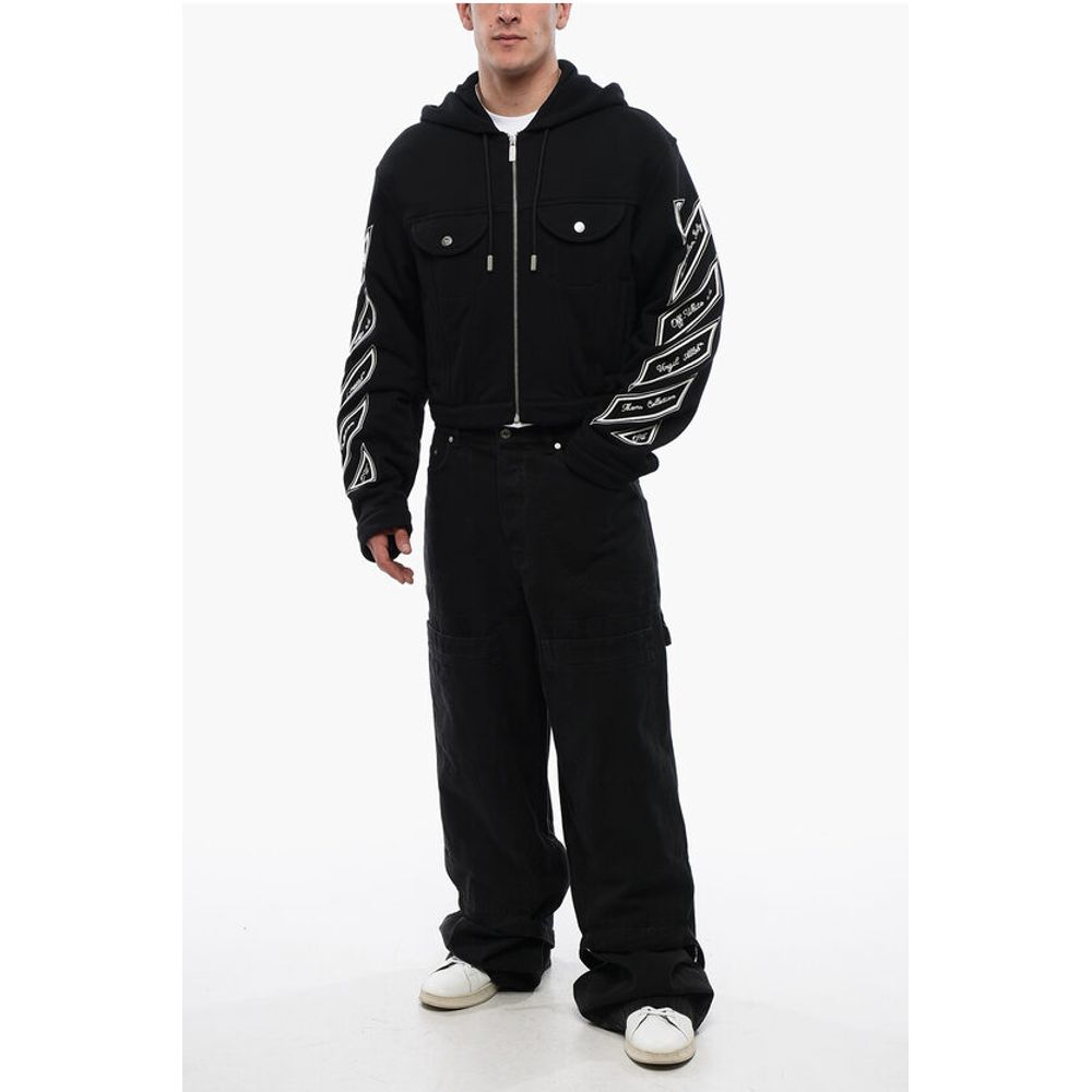 Front Ziped VARSITY DIAG Hoodie with Utility Pockets
