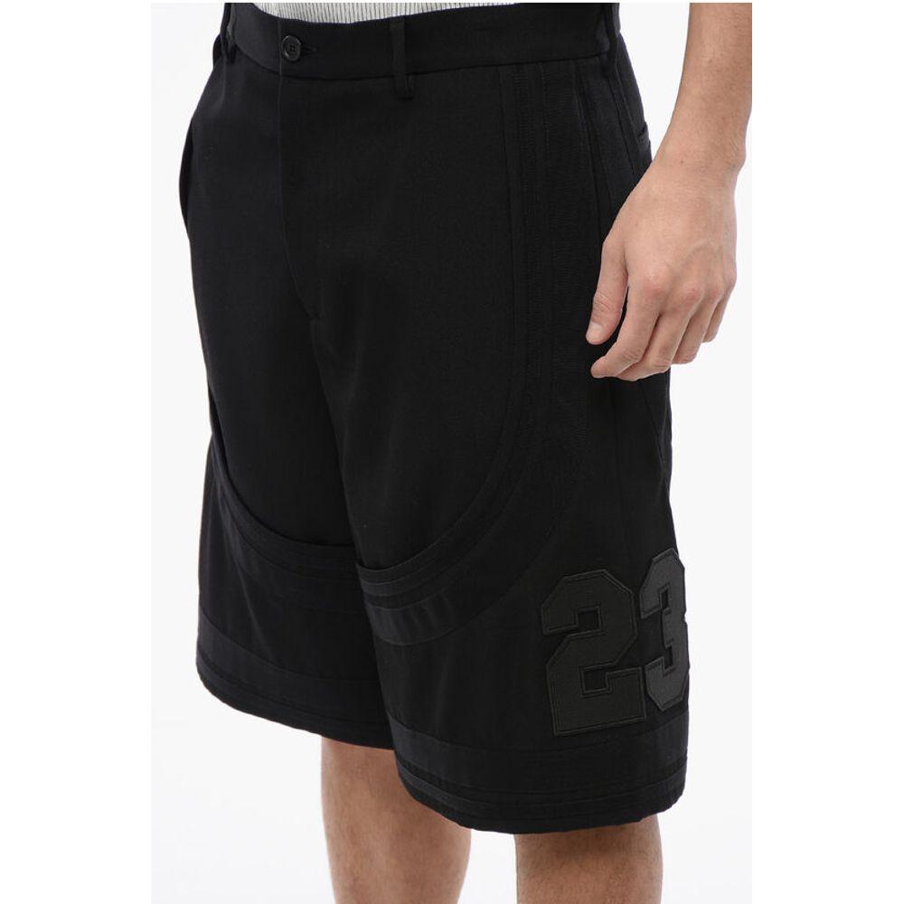 Virgin Wool Shorts With 23 Embroidery
