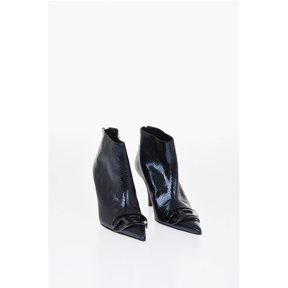 Snakeskin Effect Metallic Leather D-VENUS Ankle Boots Heel 8