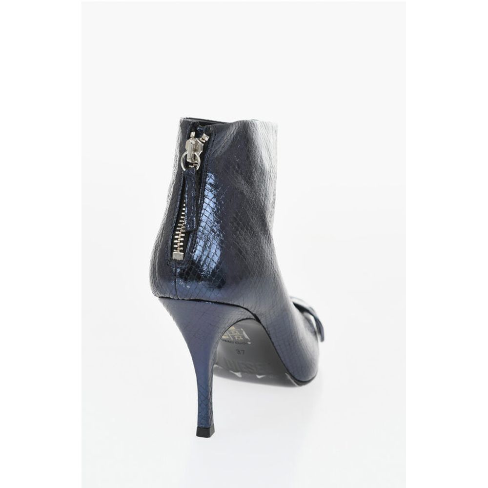 Snakeskin Effect Metallic Leather D-VENUS Ankle Boots Heel 8