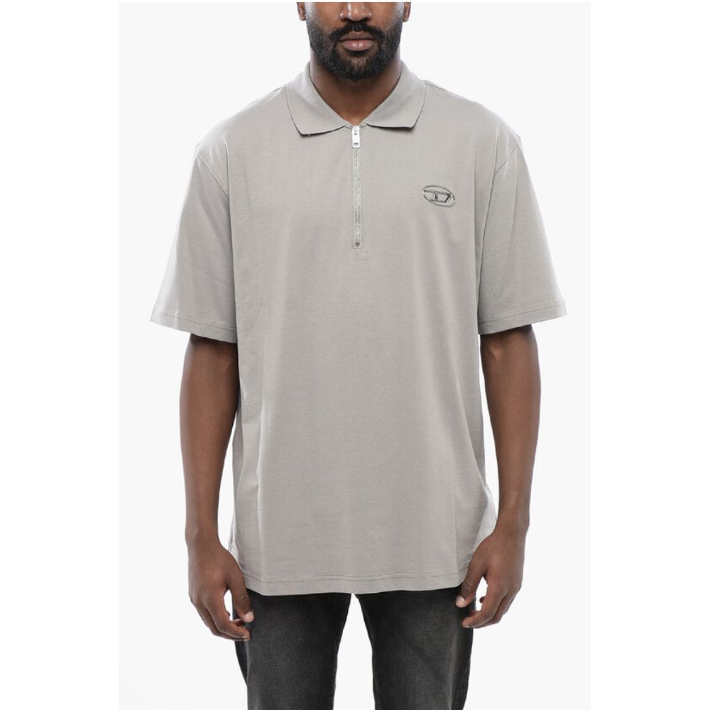 Cotton Jersey T-VOR-OD Polo Shirt with Half-Zip Closure and