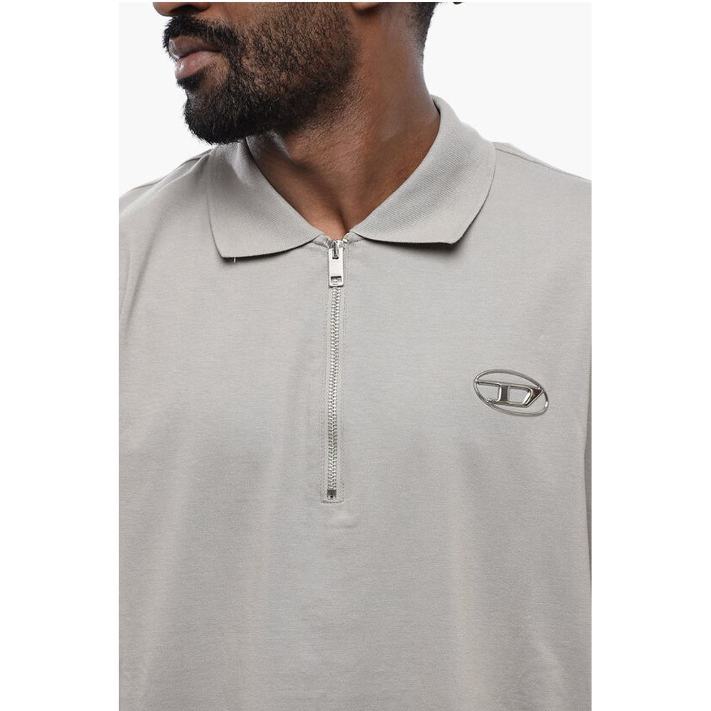 Cotton Jersey T-VOR-OD Polo Shirt with Half-Zip Closure and