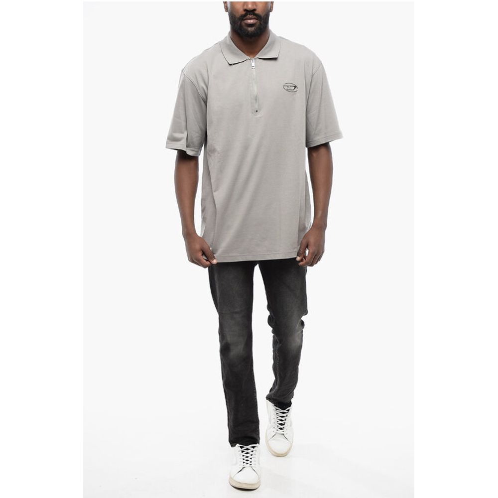Cotton Jersey T-VOR-OD Polo Shirt with Half-Zip Closure and