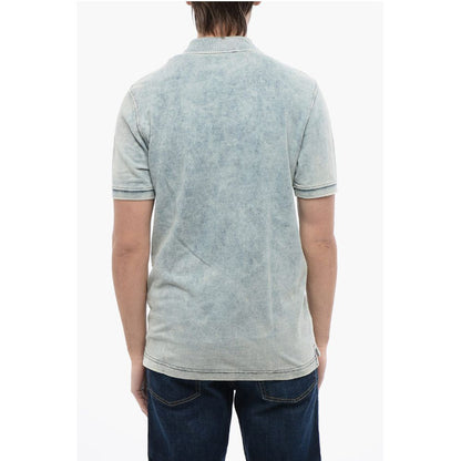 RED TAG Acid Wash Effect T-SMITH-ZIP Polo Shirt with Half Zi