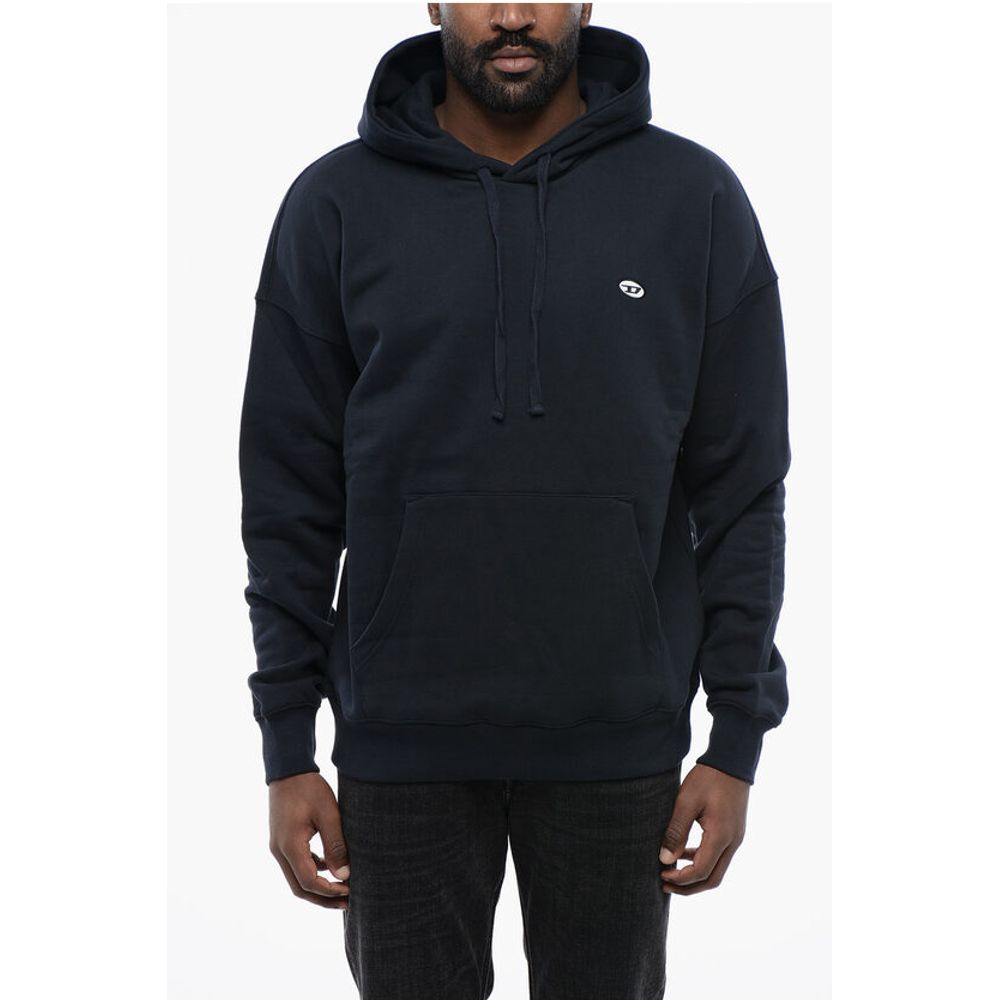 Solid Color S-ROB-HOOD-DOVAL-PJ Hoodie with Patch Pocket