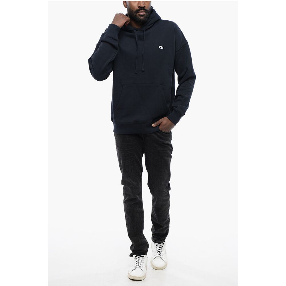Solid Color S-ROB-HOOD-DOVAL-PJ Hoodie with Patch Pocket