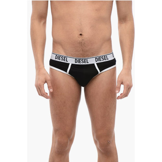 Set of 2 Stretch Cotton Briefs with Logoed Elastic Band