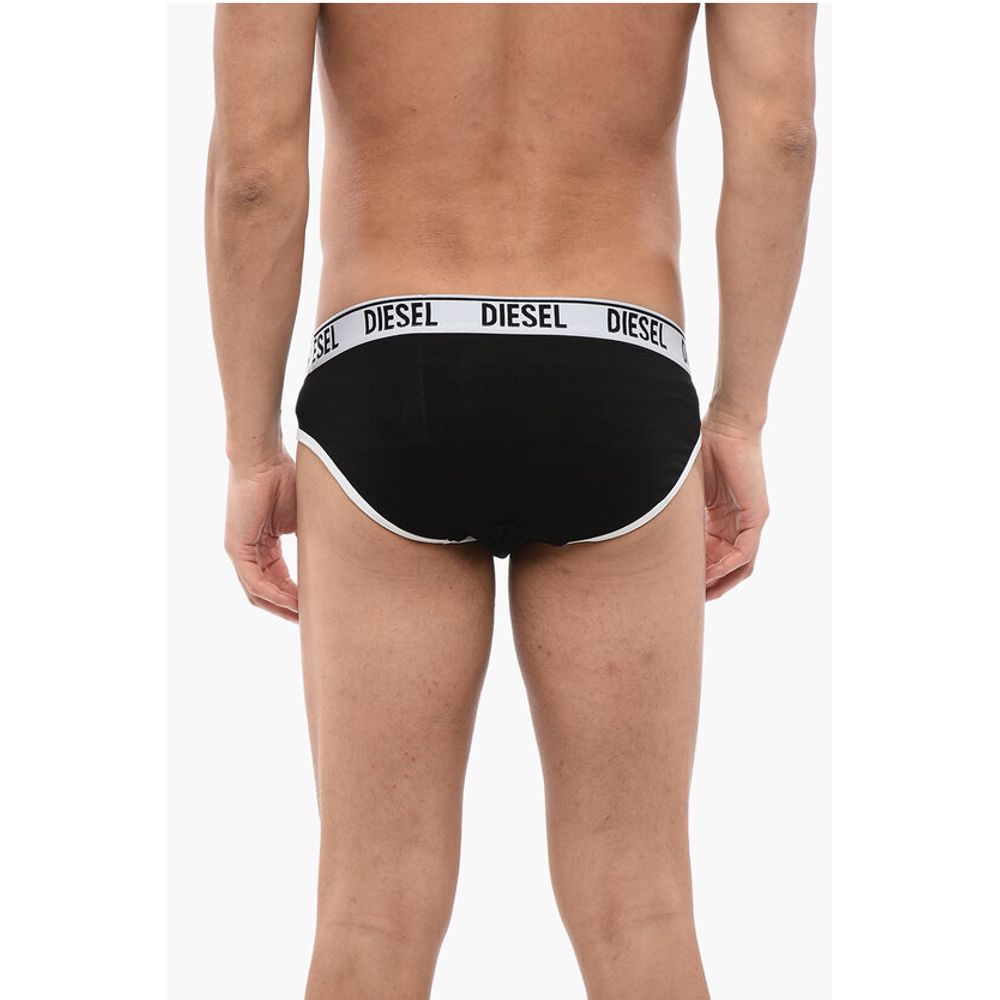 Set of 2 Stretch Cotton Briefs with Logoed Elastic Band
