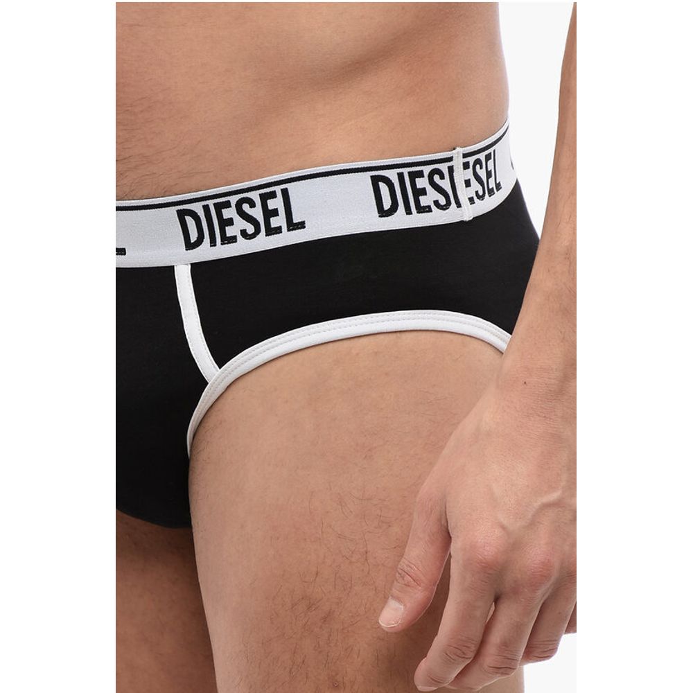 Set of 2 Stretch Cotton Briefs with Logoed Elastic Band