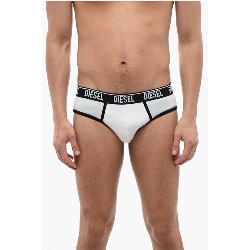 Set of 2 Stretch Cotton Briefs with Logoed Elastic Band