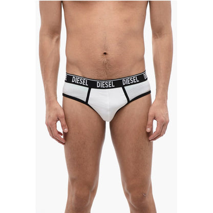 Set of 2 Stretch Cotton Briefs with Logoed Elastic Band