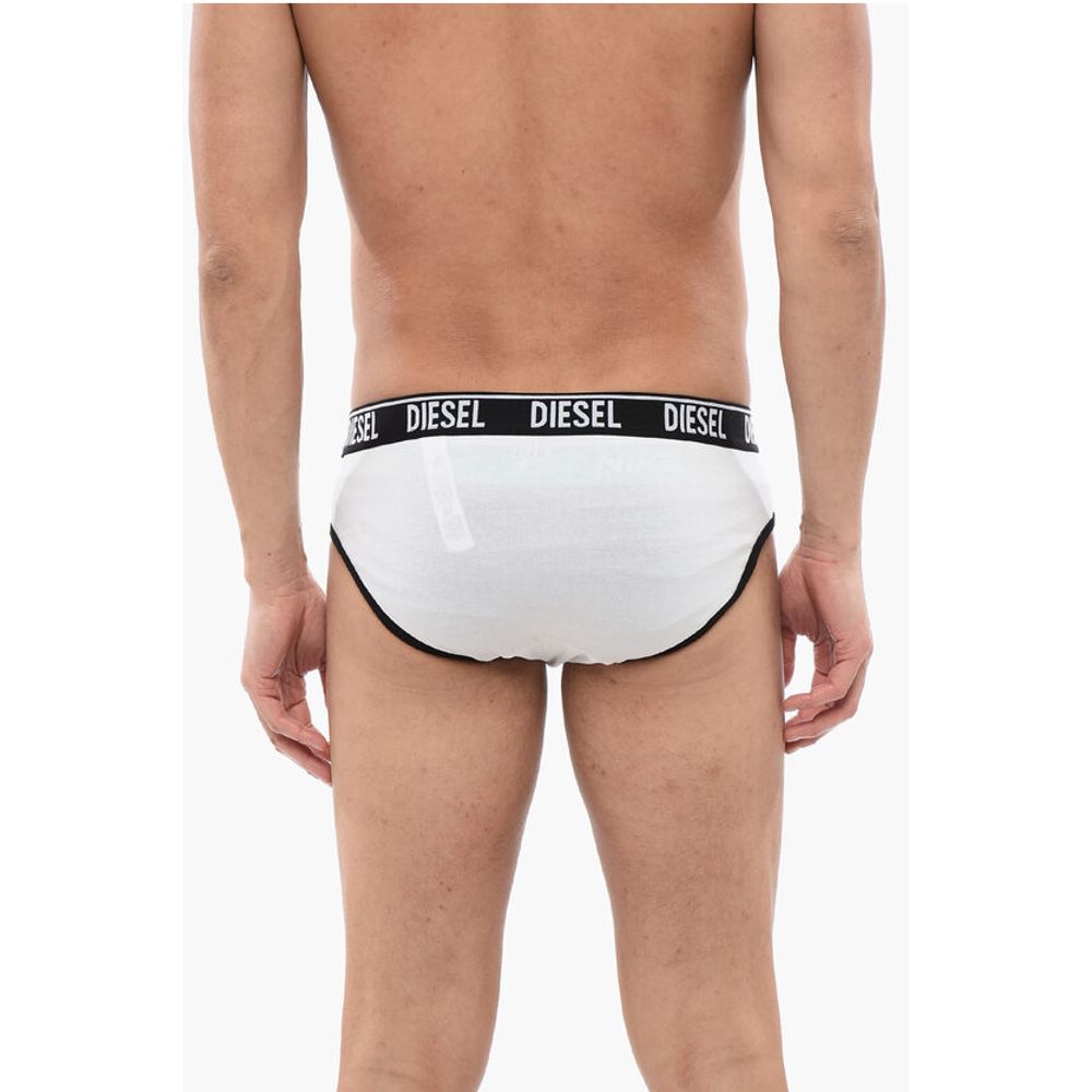Set of 2 Stretch Cotton Briefs with Logoed Elastic Band