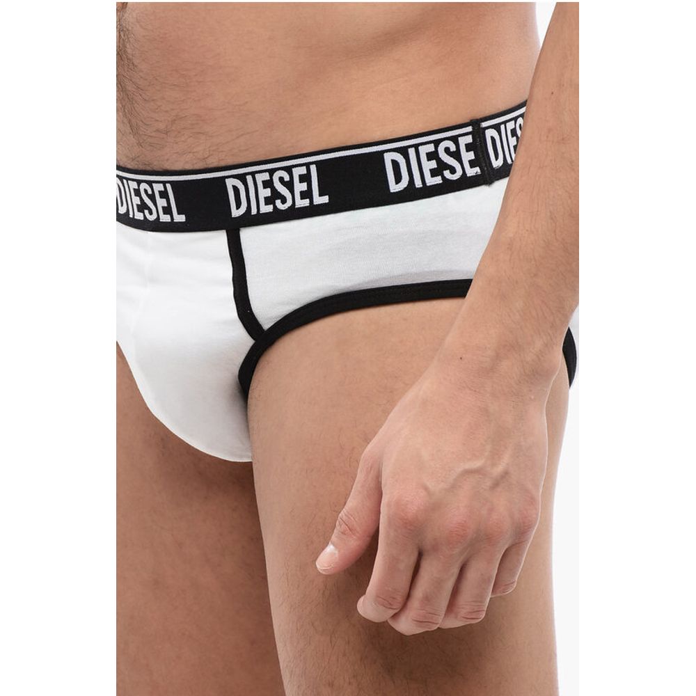 Set of 2 Stretch Cotton Briefs with Logoed Elastic Band