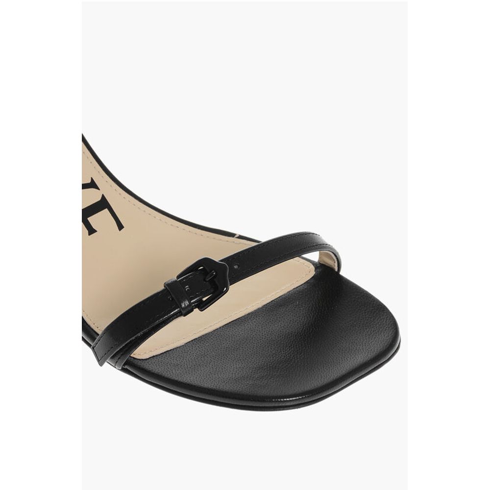 Leather PETAL BRUSH Sandals with Design Heel 6cm