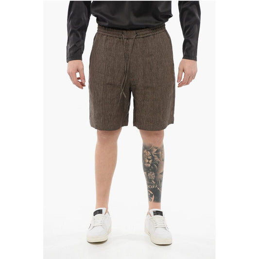 EMPORIO 4-Pocketed Linen Shorts with Drawstring