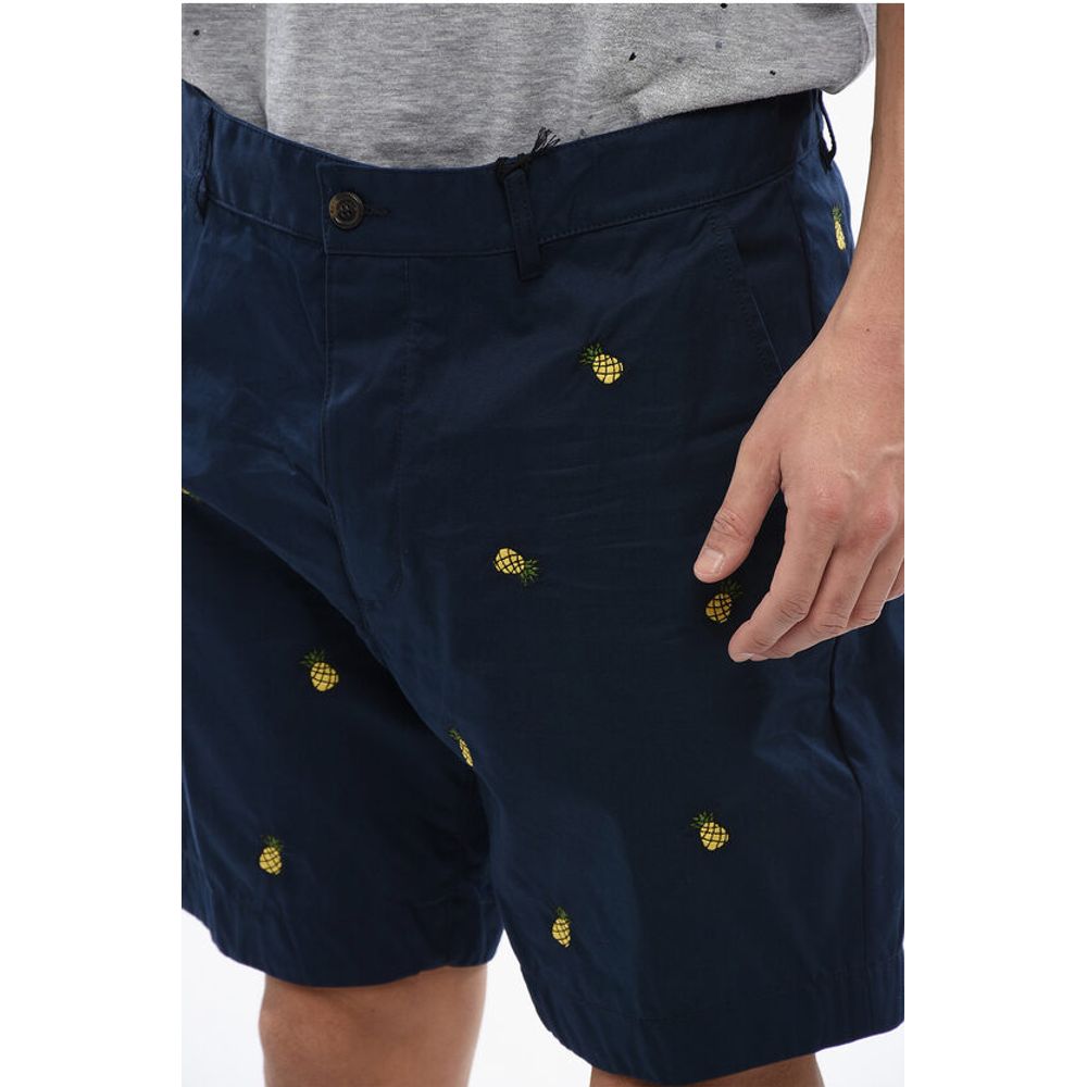Cotton Shorts With Ananas Embroidery