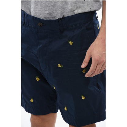 Cotton Shorts With Ananas Embroidery