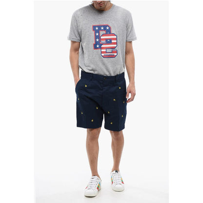 Cotton Shorts With Ananas Embroidery