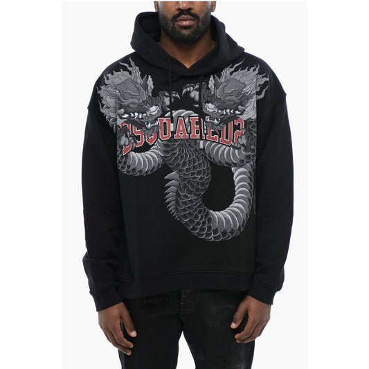 Dragon Print Brushed Cotton Hoodie