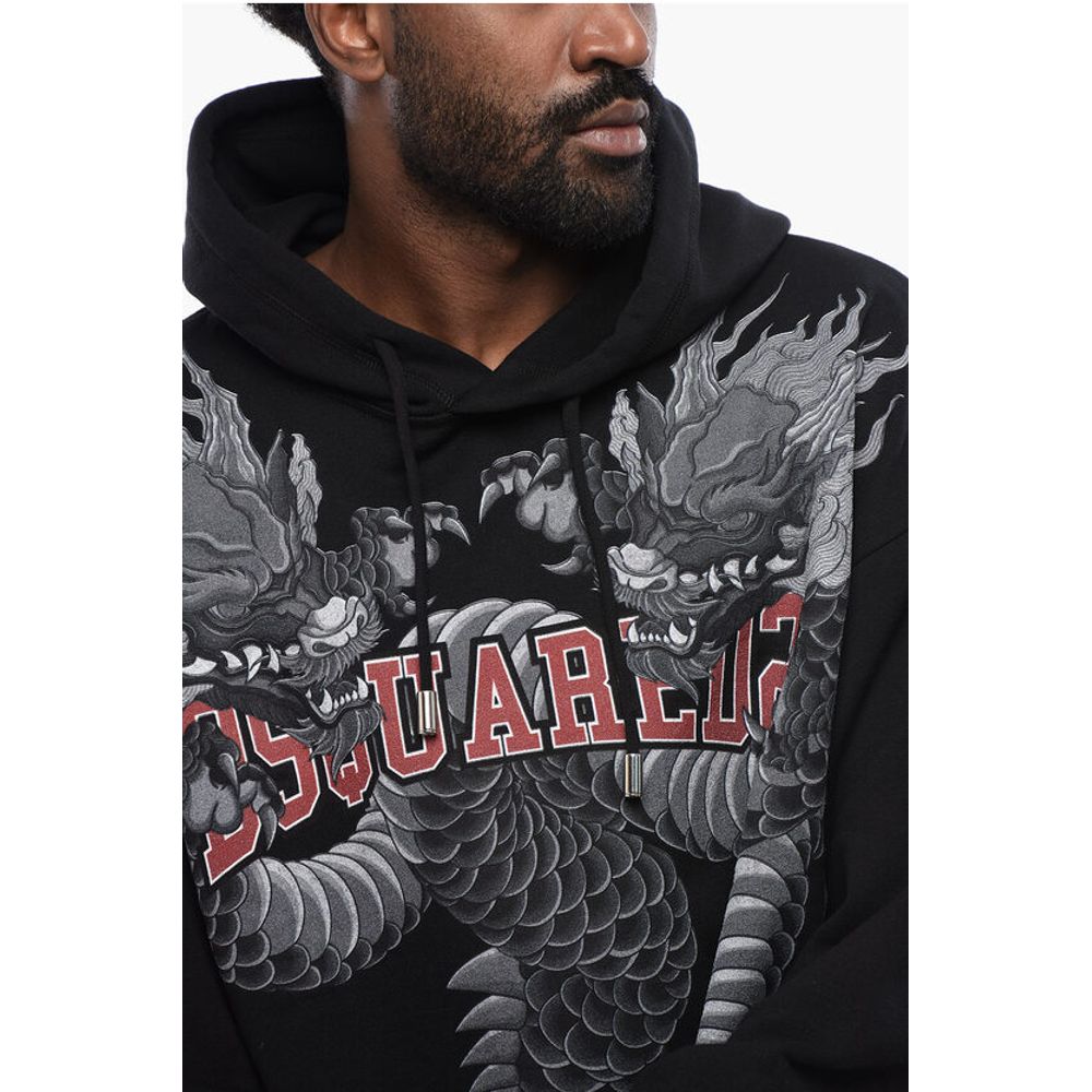 Dragon Print Brushed Cotton Hoodie