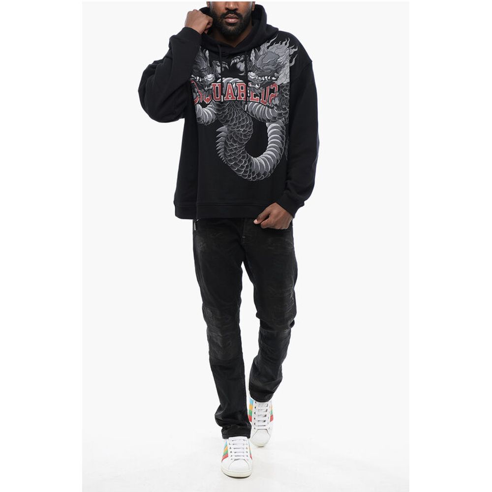 Dragon Print Brushed Cotton Hoodie