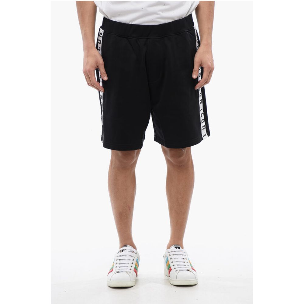 Relax Fit Brushed Cotton Jogger Shorts With Logoed Band