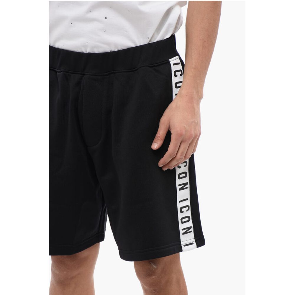 Relax Fit Brushed Cotton Jogger Shorts With Logoed Band