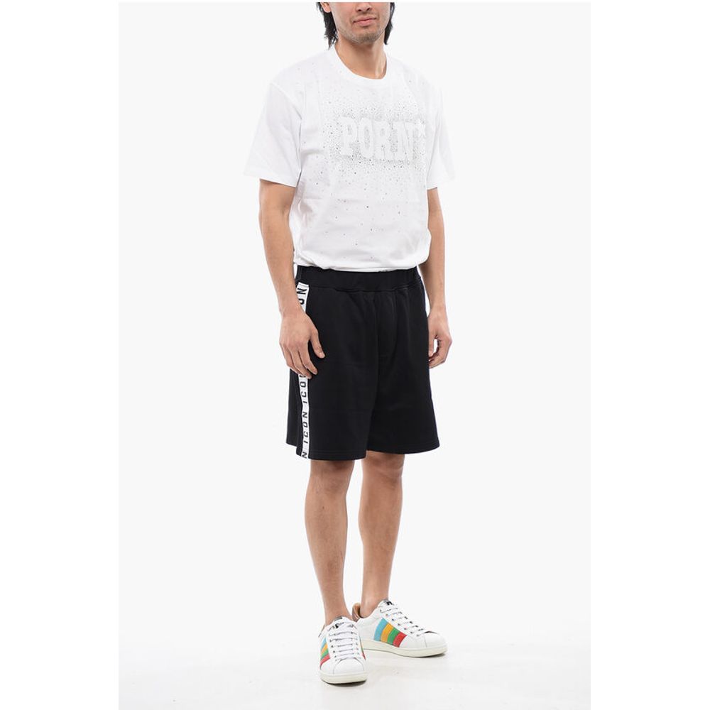 Relax Fit Brushed Cotton Jogger Shorts With Logoed Band