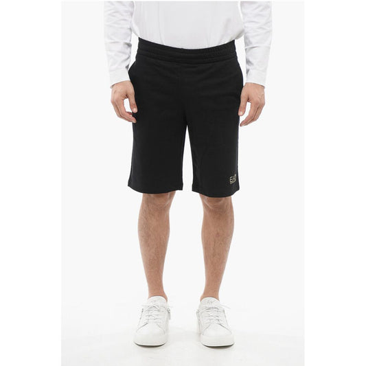 EA7 Cotton Shorts with Lamè Printed Logo