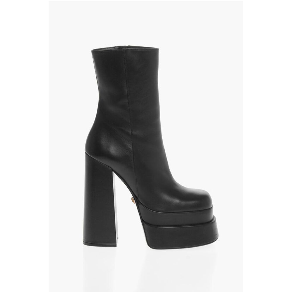 Leather HYPER Platform Booties with Inner Zip 16cm