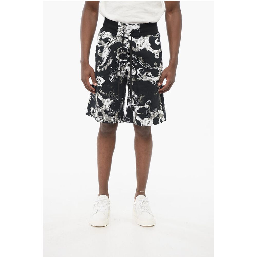 JEANS COUTURE Brushed Cotton Shorts with Barocco Motif