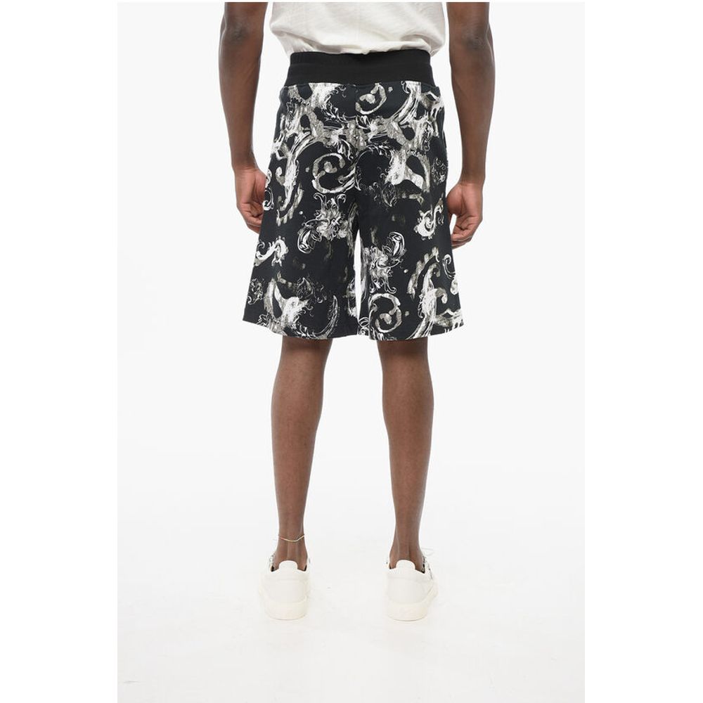 JEANS COUTURE Brushed Cotton Shorts with Barocco Motif