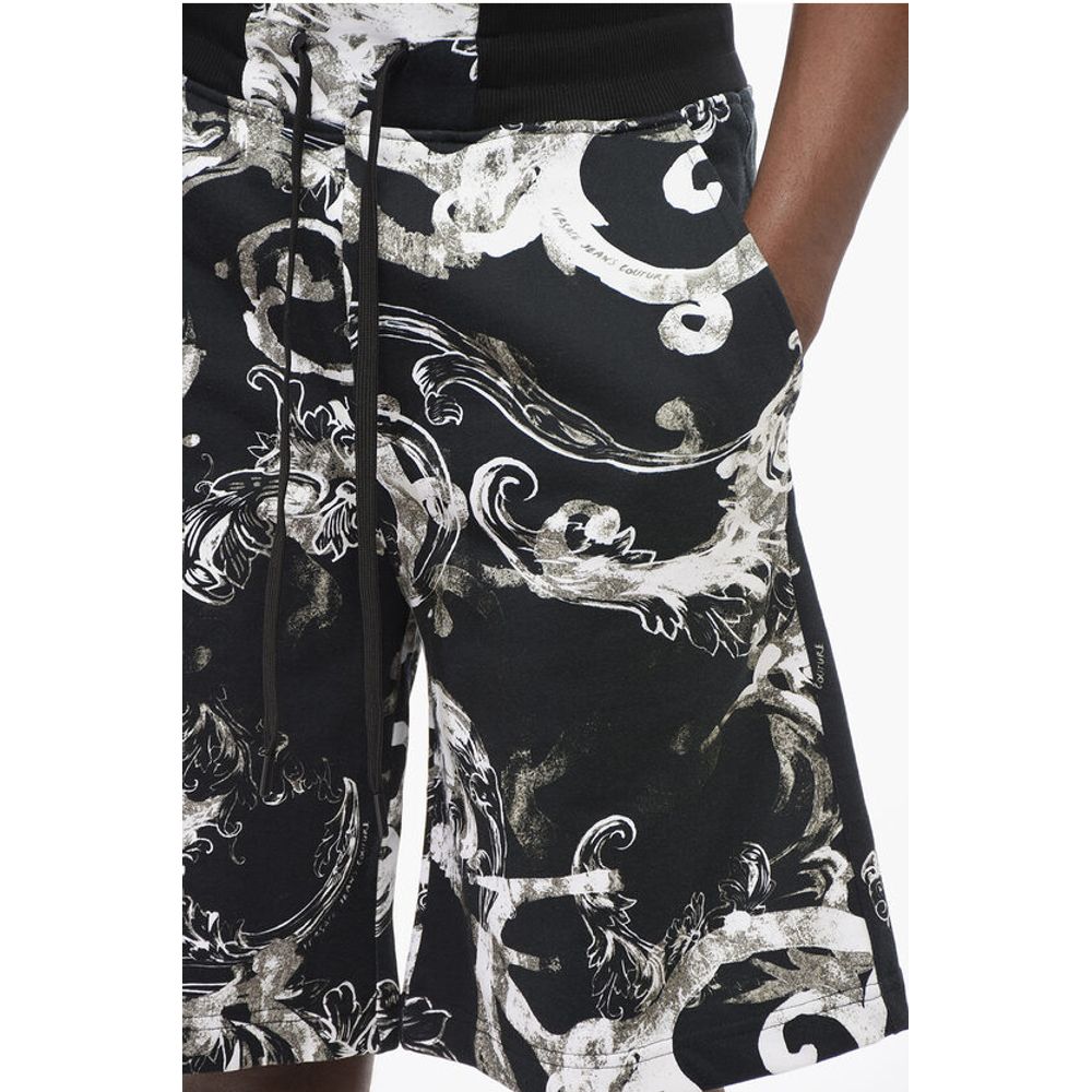 JEANS COUTURE Brushed Cotton Shorts with Barocco Motif