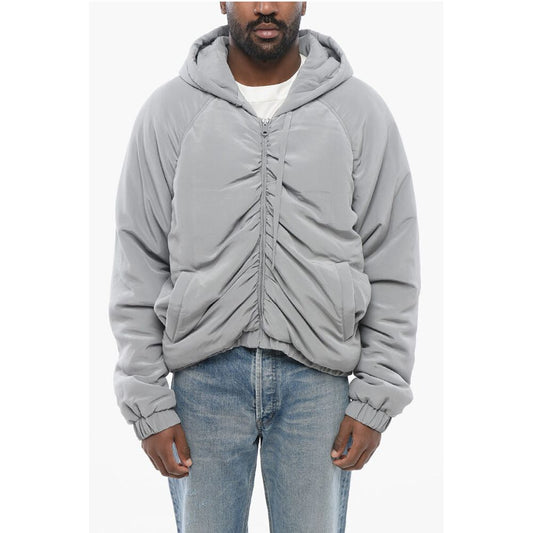 Padded Silk Hoodie with Front Zip