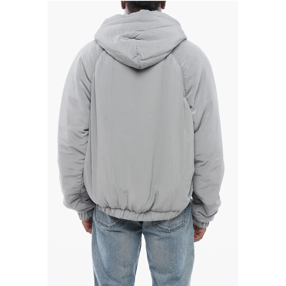 Padded Silk Hoodie with Front Zip