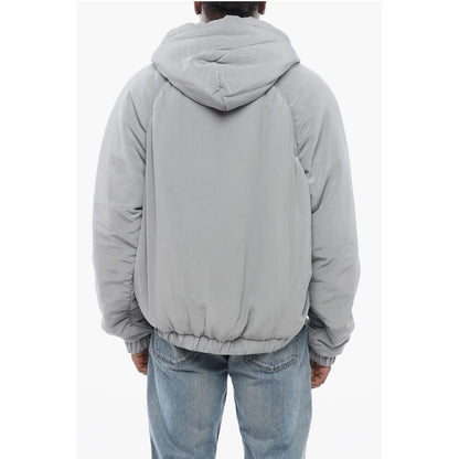 Padded Silk Hoodie with Front Zip
