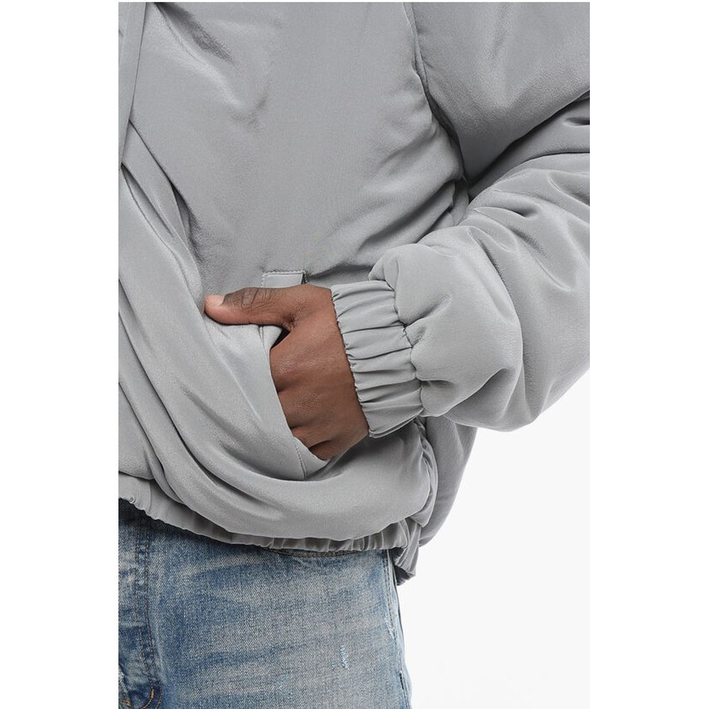 Padded Silk Hoodie with Front Zip