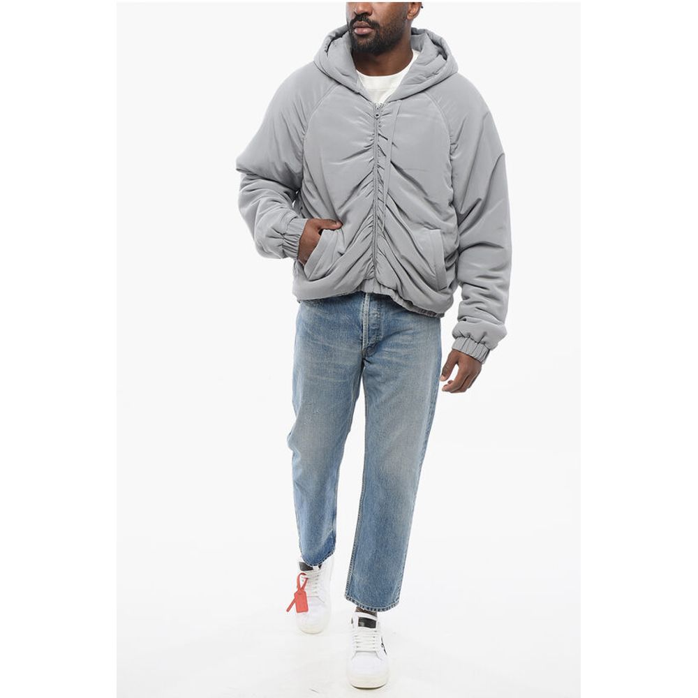 Padded Silk Hoodie with Front Zip