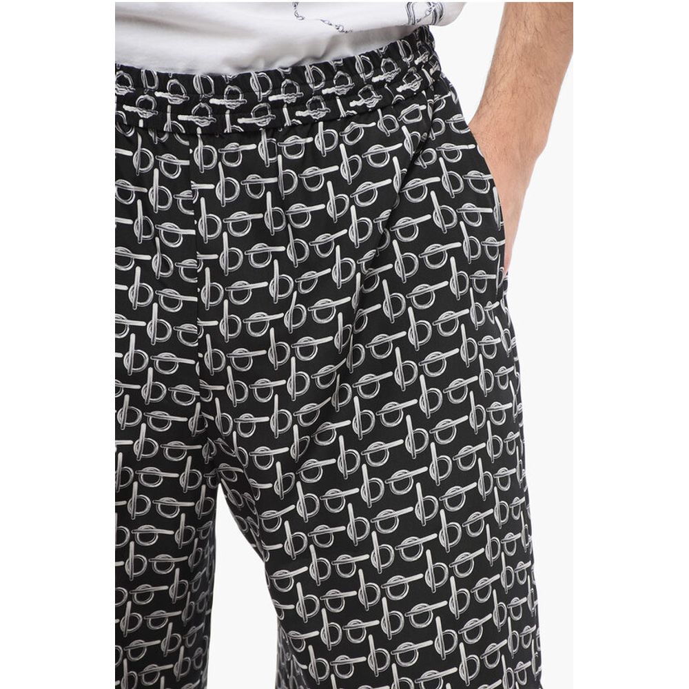 Chain Printed Silk Shorts with Elastic Waistband