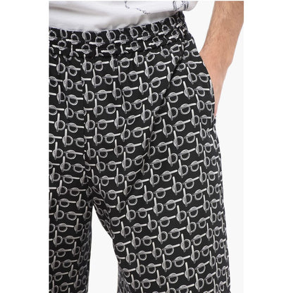 Chain Printed Silk Shorts with Elastic Waistband