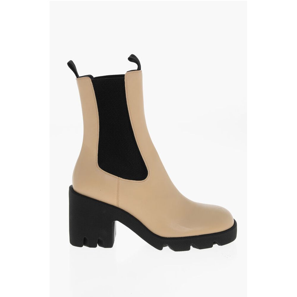 Leather Chelsea Booties with Carrion Sole 8cm
