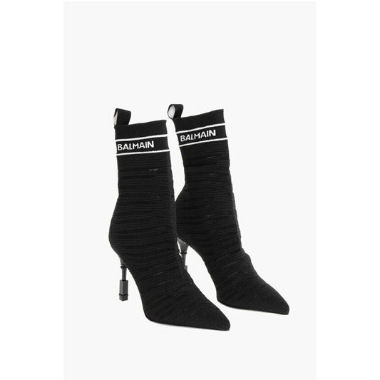 Sock Heeled Boots with Logo Print